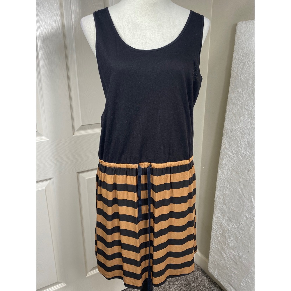 Ann Taylor LOFT Tank Dress Striped‎ Sleeveless Drawstring Waist Summer M